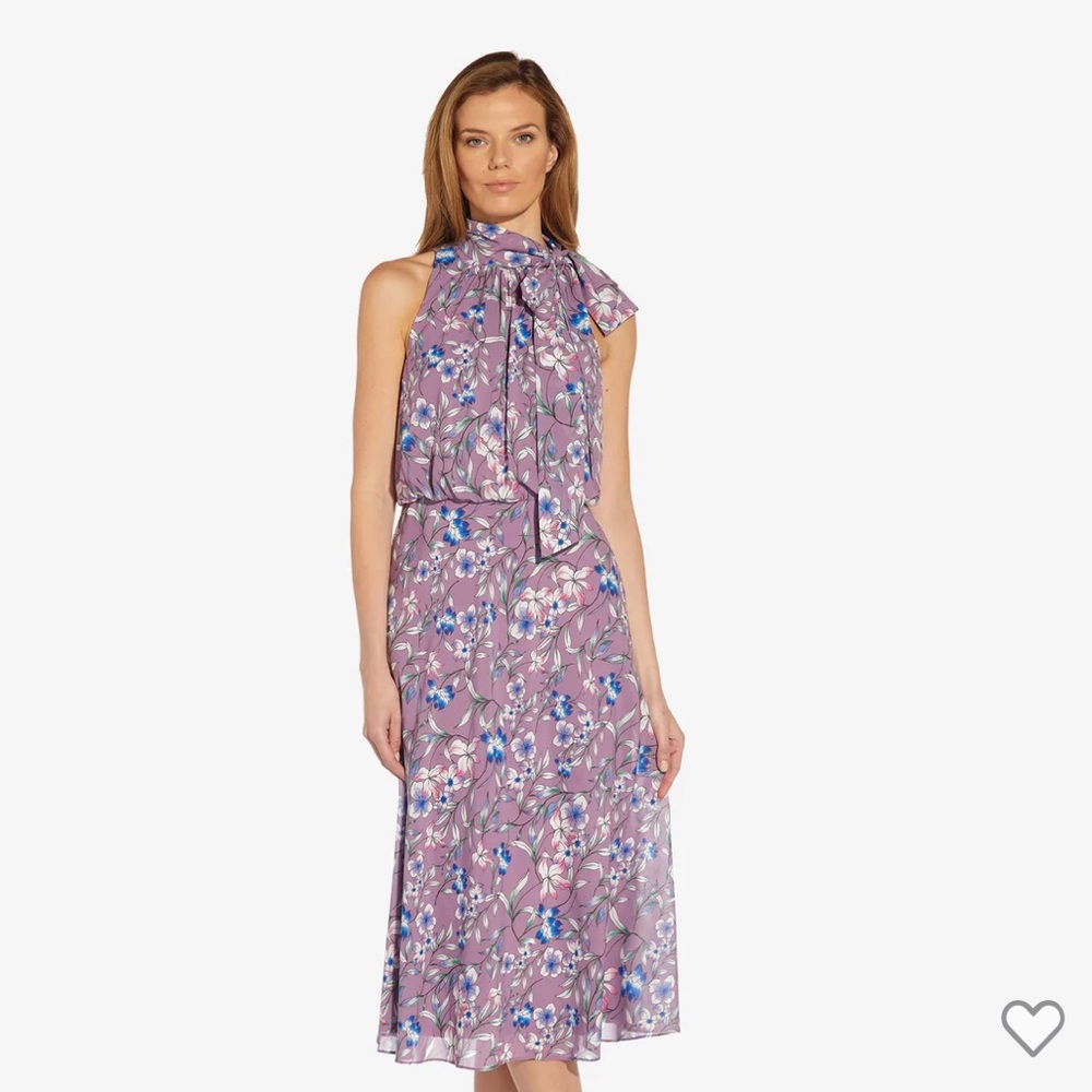 Adrianna Papell Midi Halter Dress